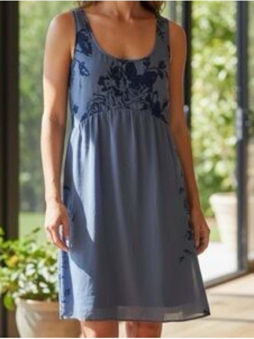 UO Pins & Needles Blue Floral Print Sleeveless Scoop Neck Babydoll Dress Size 4